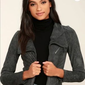 Charcoal gray suede moto jacket. Lulus size S